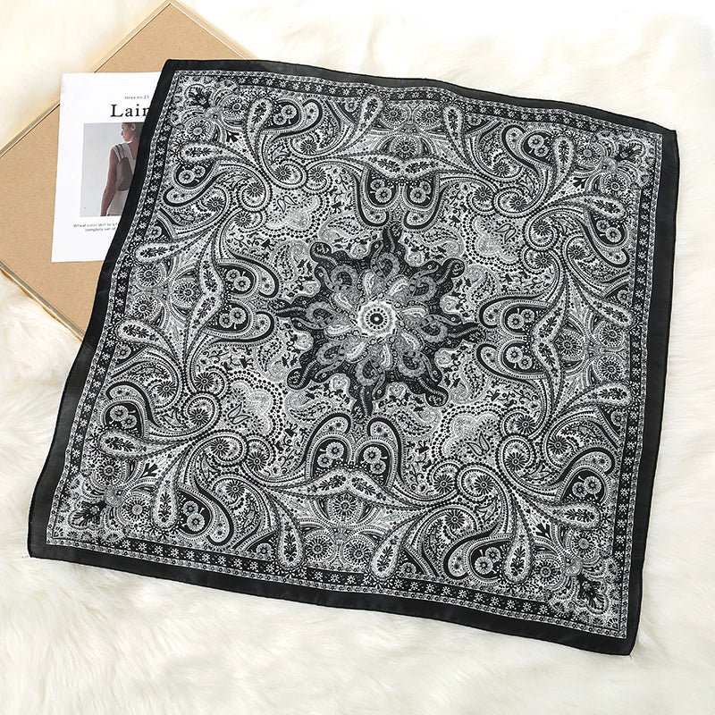 Print Satin Silk Square Scarf