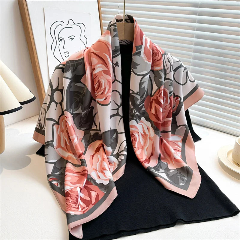 90*90Cm Square Scarf Twill Silk Bandana Pashmina