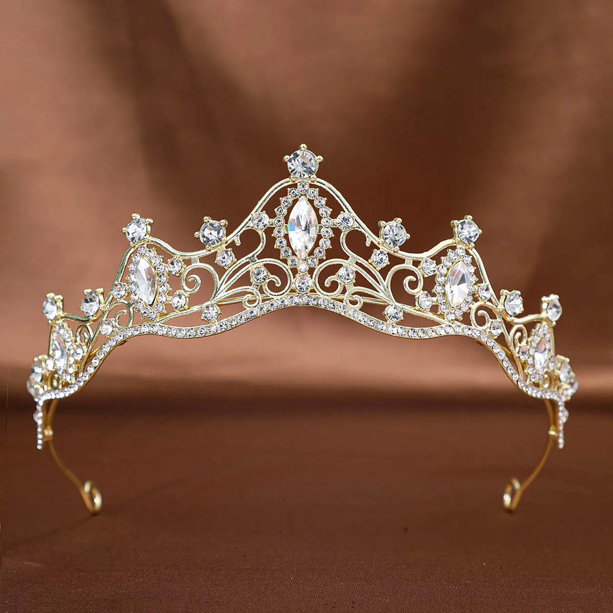 Golden Baroque Crystal Tiaras And Crown