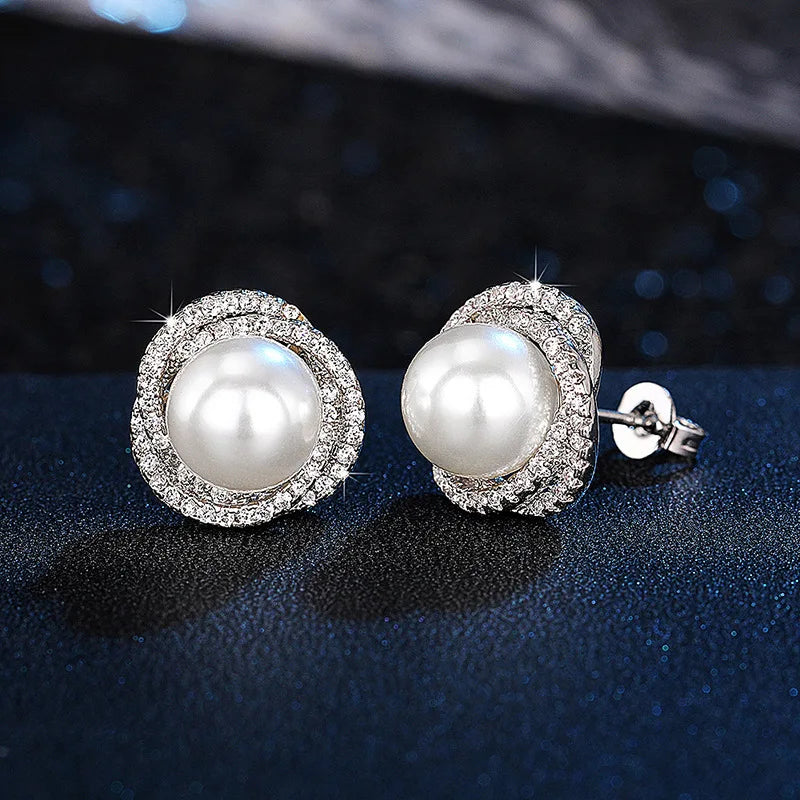 Shiny Pearl Stud Earrings