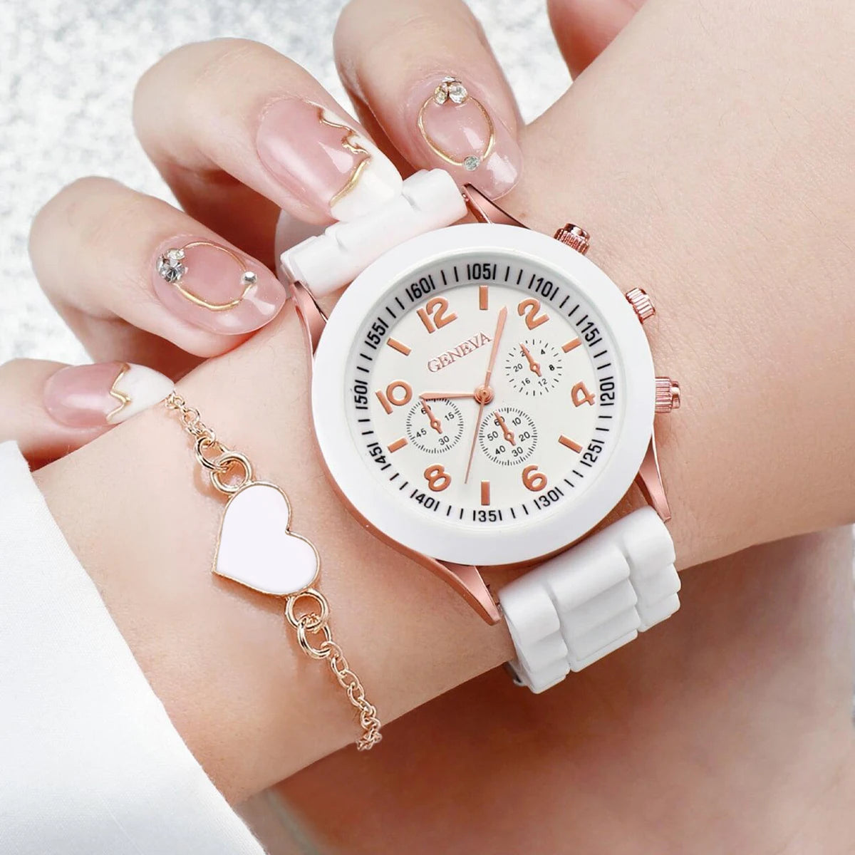 Quartz Watches Heart Jewelry Set (Without Box)