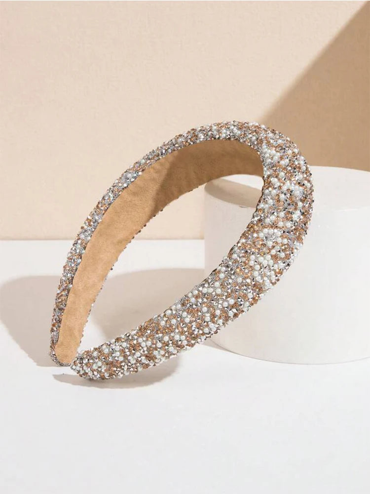 Glamorous Beaded Hairband Bling Crystal Pearl Baroque Headband