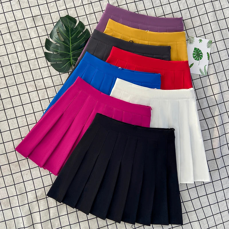 Khaki A-Line Korean Preppy Style Jupes Black Mini Skirts