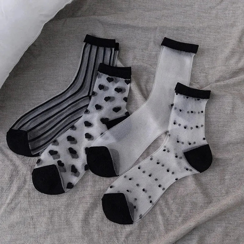 New WOMEN'S Socks Fashion Tulle Mesh Glass