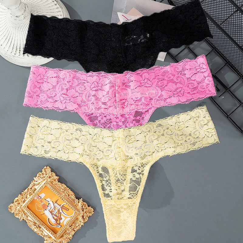 3PCS Lace Floral Women Panties