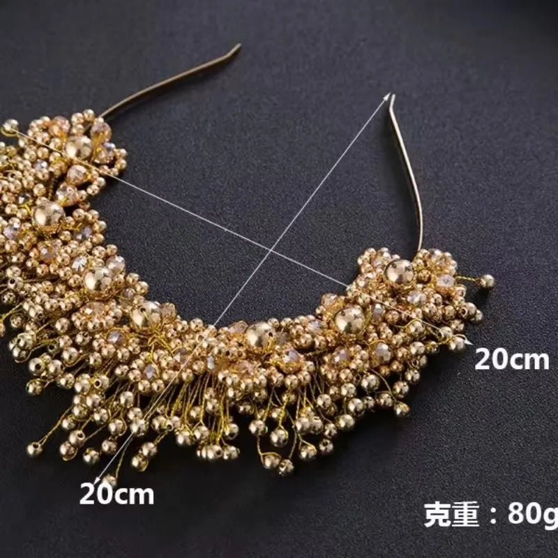 White Pearl Bridal Headband Accessories Diamonds