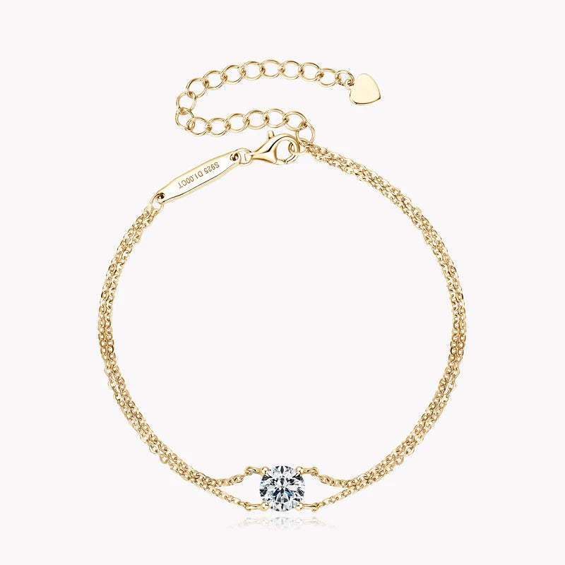 925 Sterling Silver Certified Double Chain Bracelets