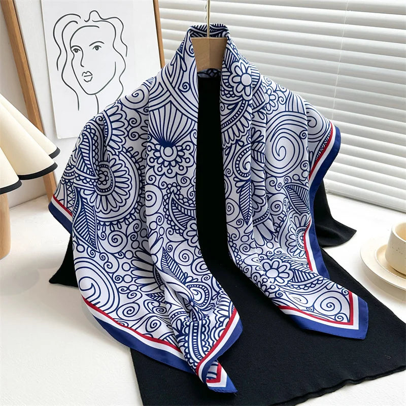 90*90Cm Square Scarf Twill Silk Bandana Pashmina