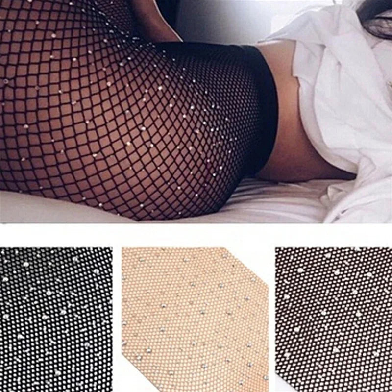 Fishnet Diamond Pantyhose Women Fashion Shiny Net Tights