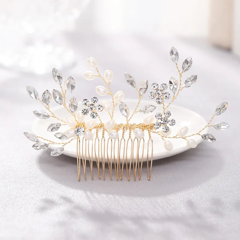 Crystal Pearl Hair Comb Clip Pin