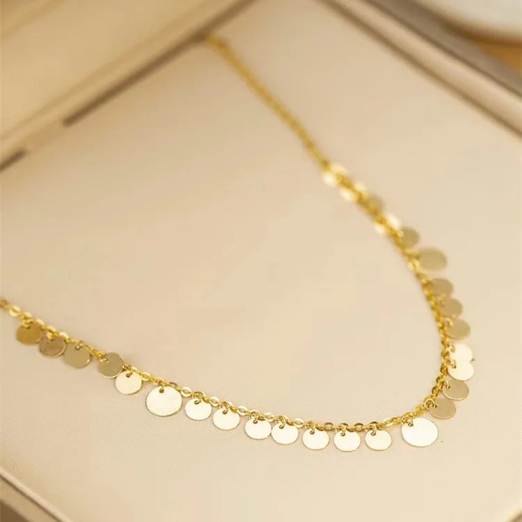Real 18K Gold Circular Necklace