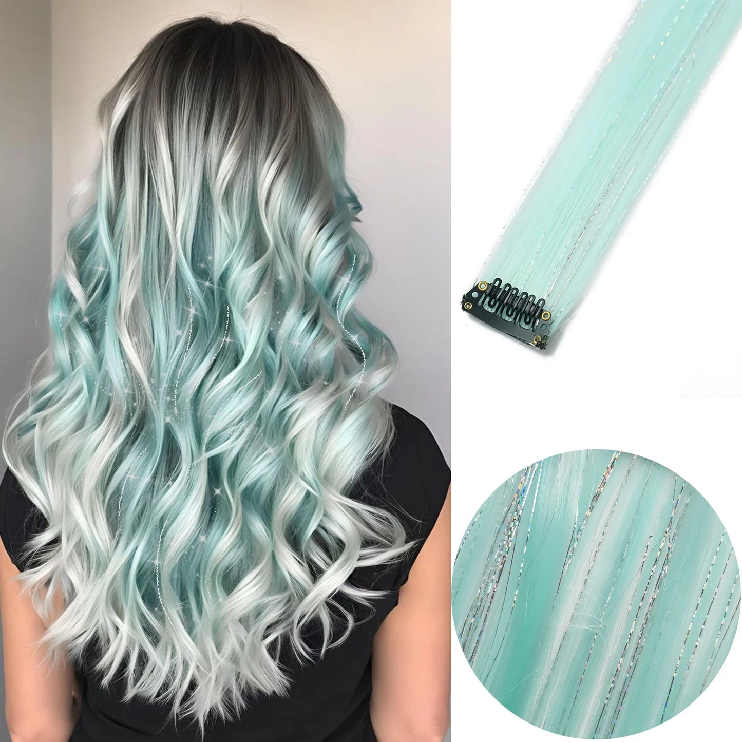 6pcs/pack Colored Party Highlights Clip in Hair Extensions