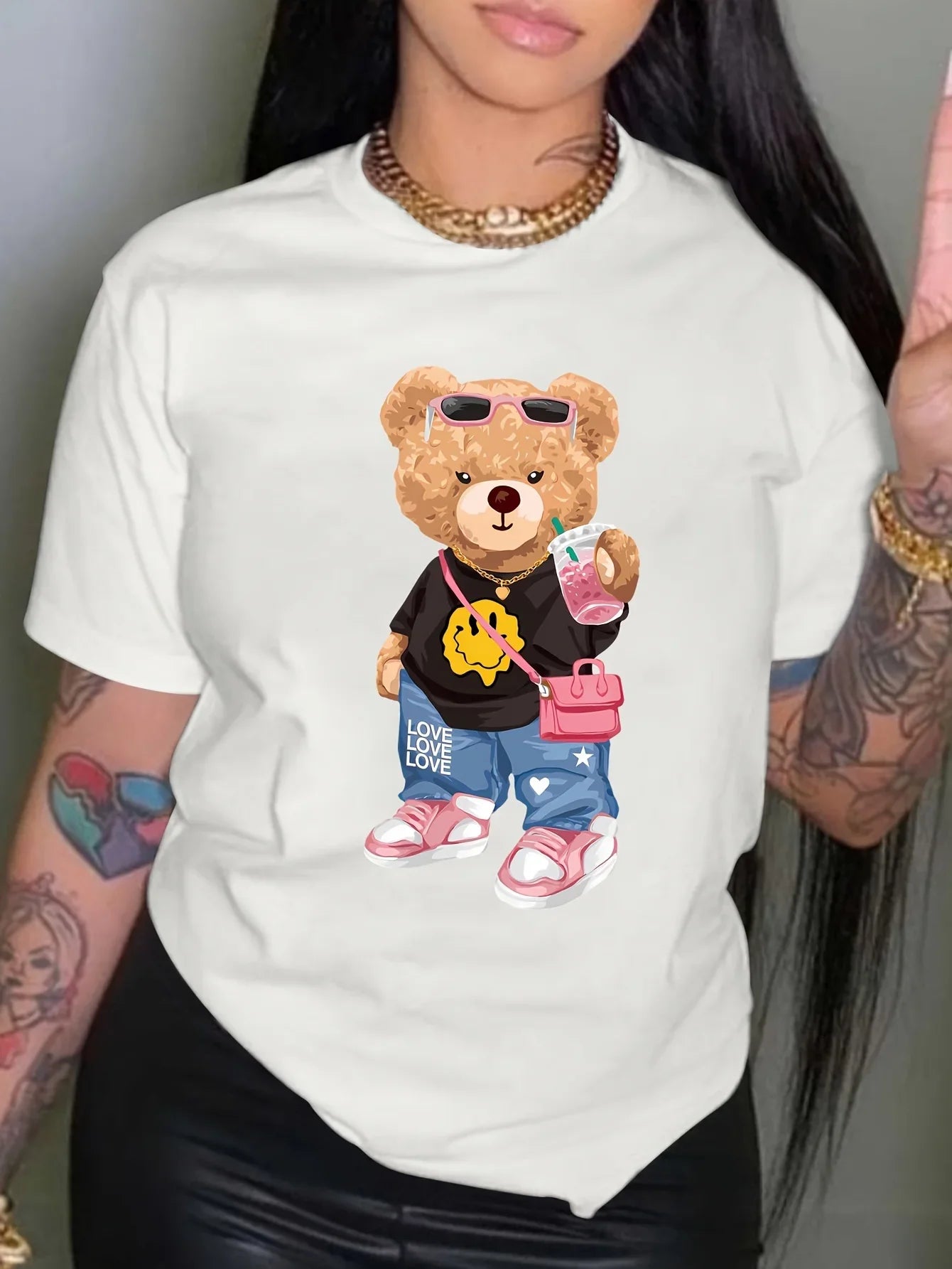 Little Bear Print T-shirt Short Sleeve