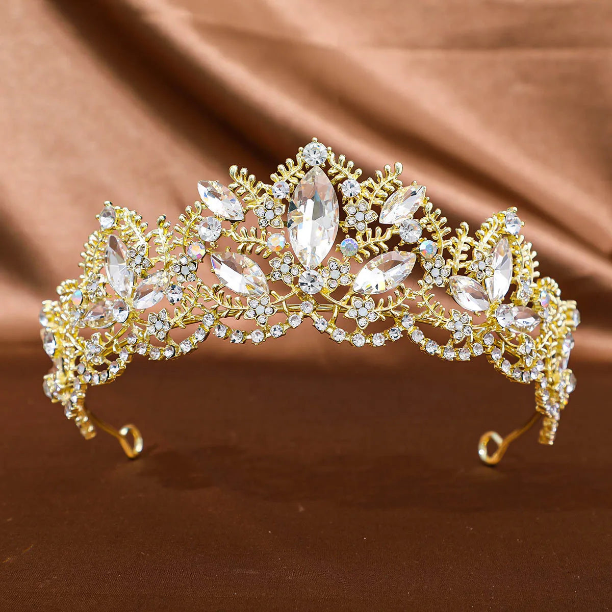 Golden Baroque Crystal Tiaras And Crown