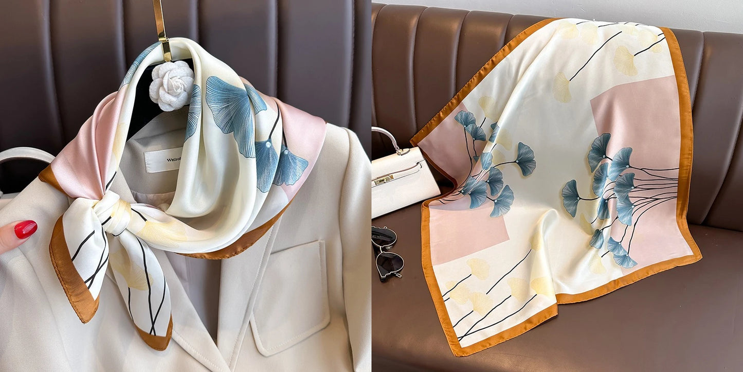 Floral Print Silk Square Scarf