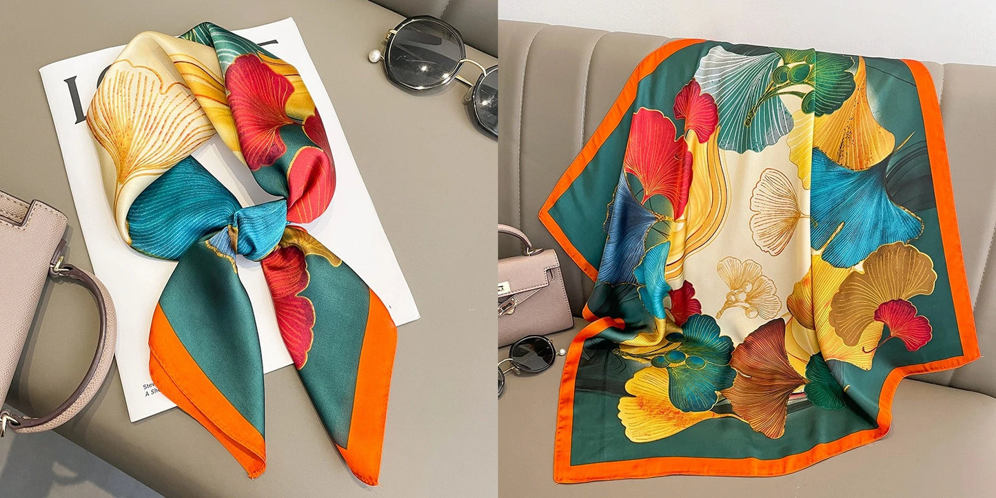 Floral Print Silk Square Scarf