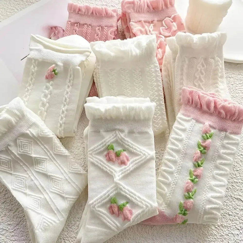 Cute Lace Mid Tube Socks