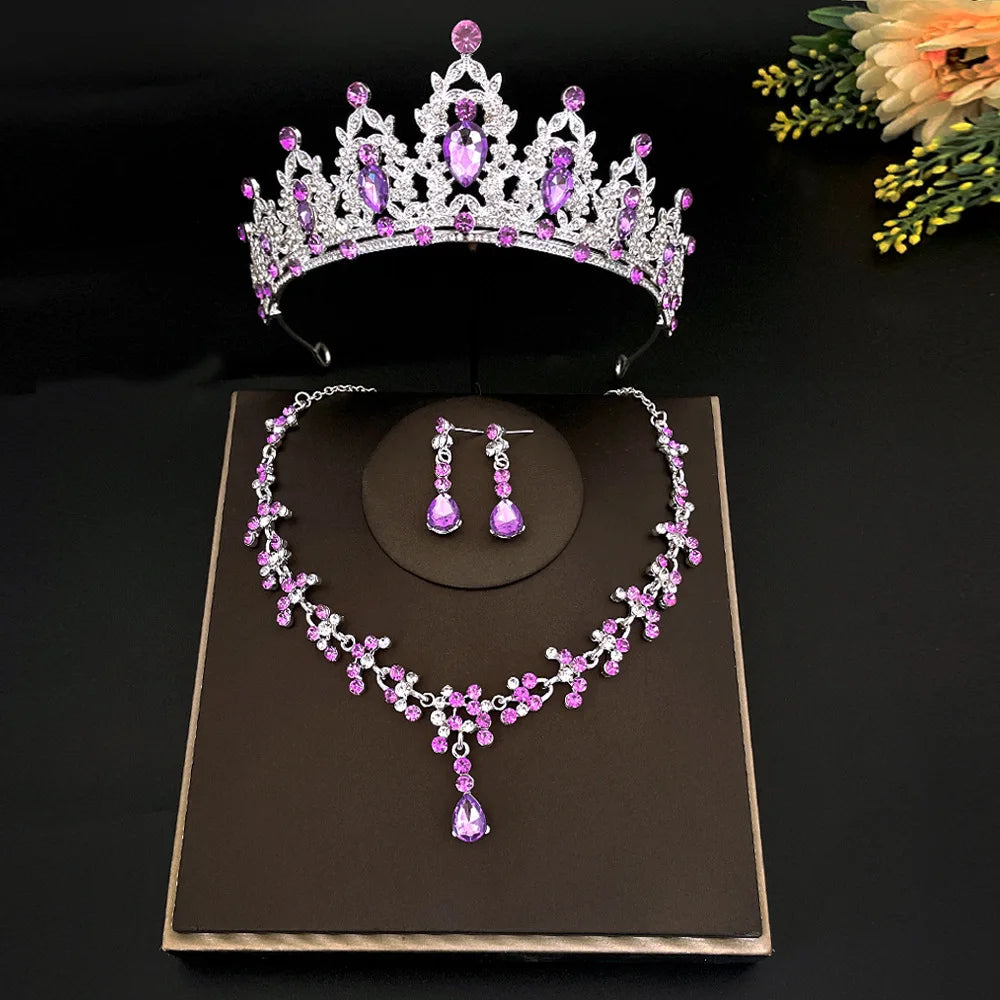 3pcs/set Crystal Bridal Jewelry Set