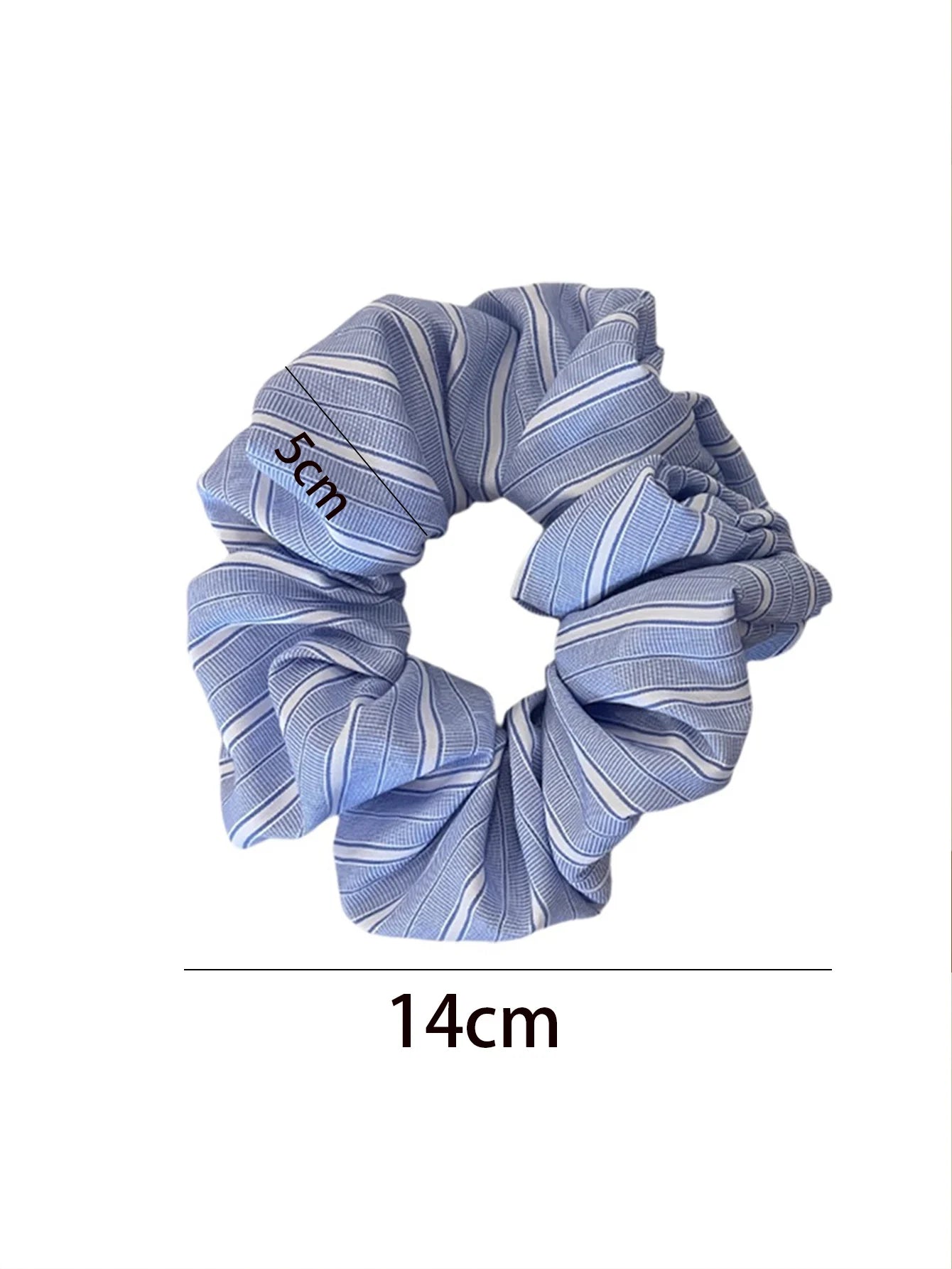 New Scrunchies Striped Blue Color Large Size Hair Ties