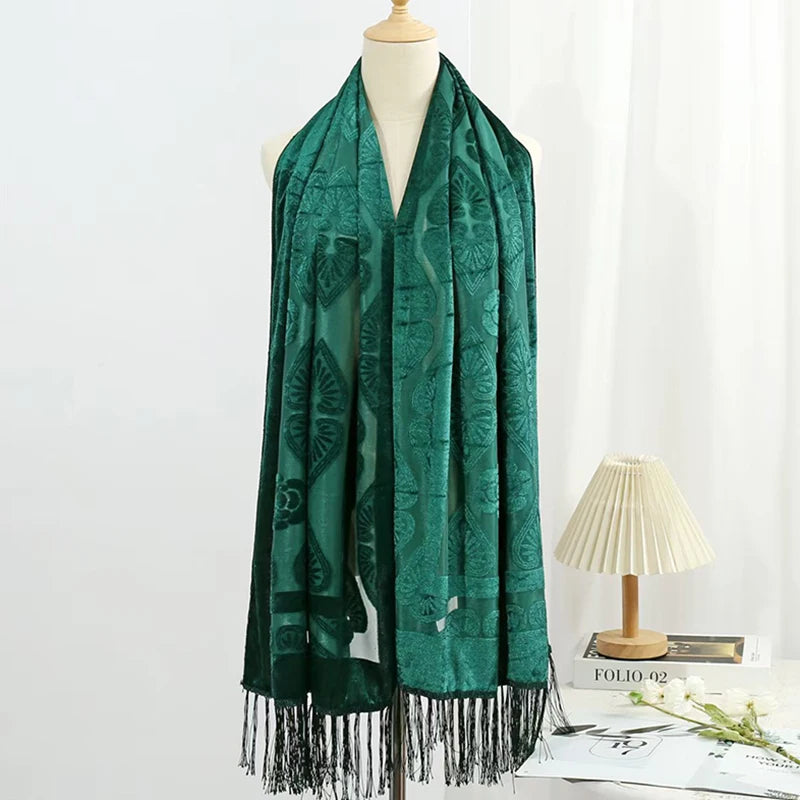 Hollow Lace Gradient Flower Silk Scarf