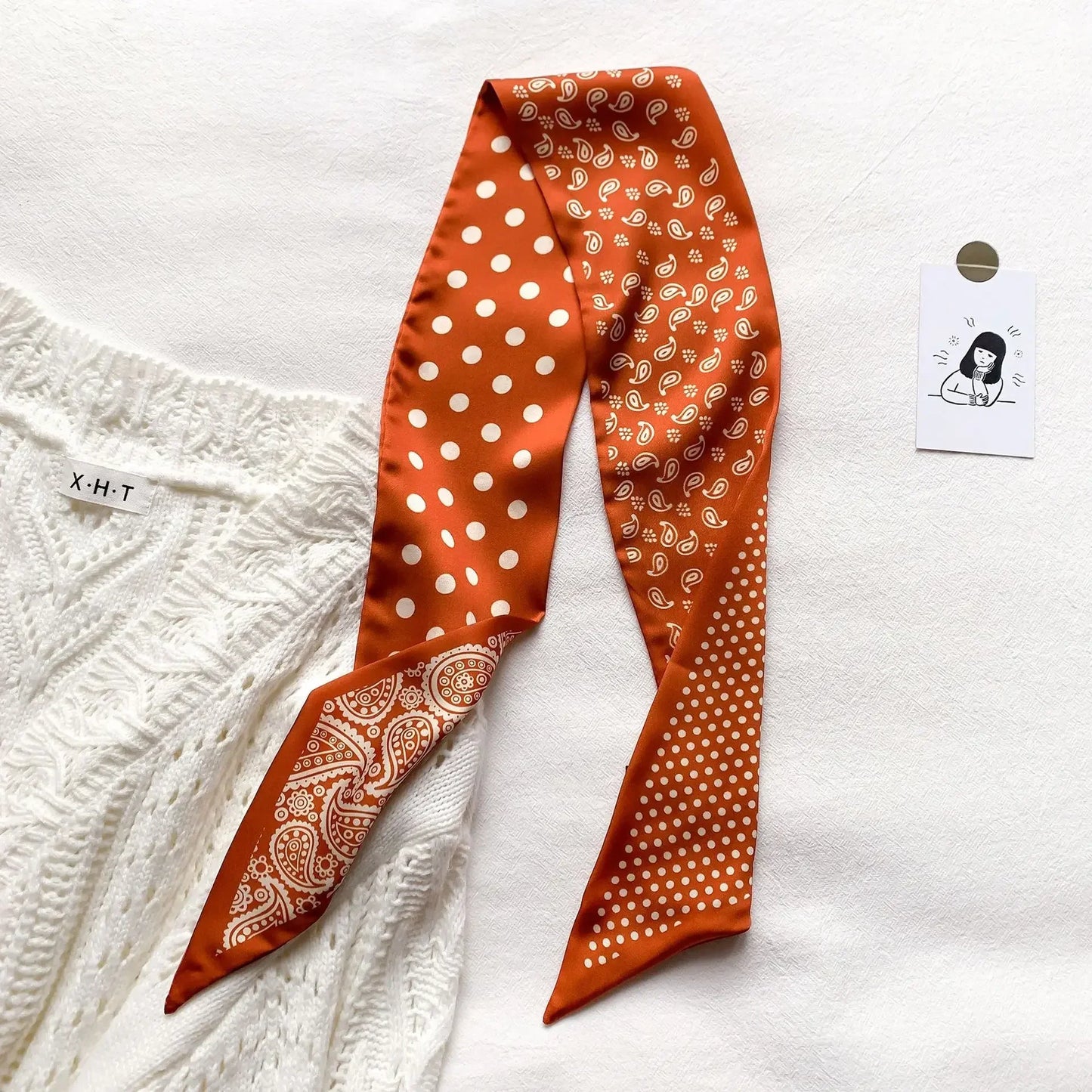 Fashion Print Hair Ribbon Scarf