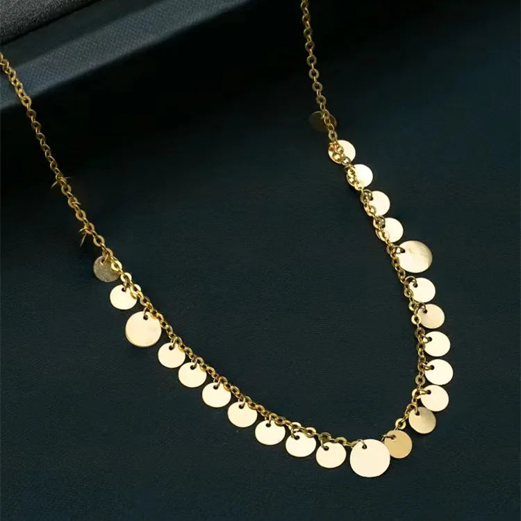Real 18K Gold Circular Necklace
