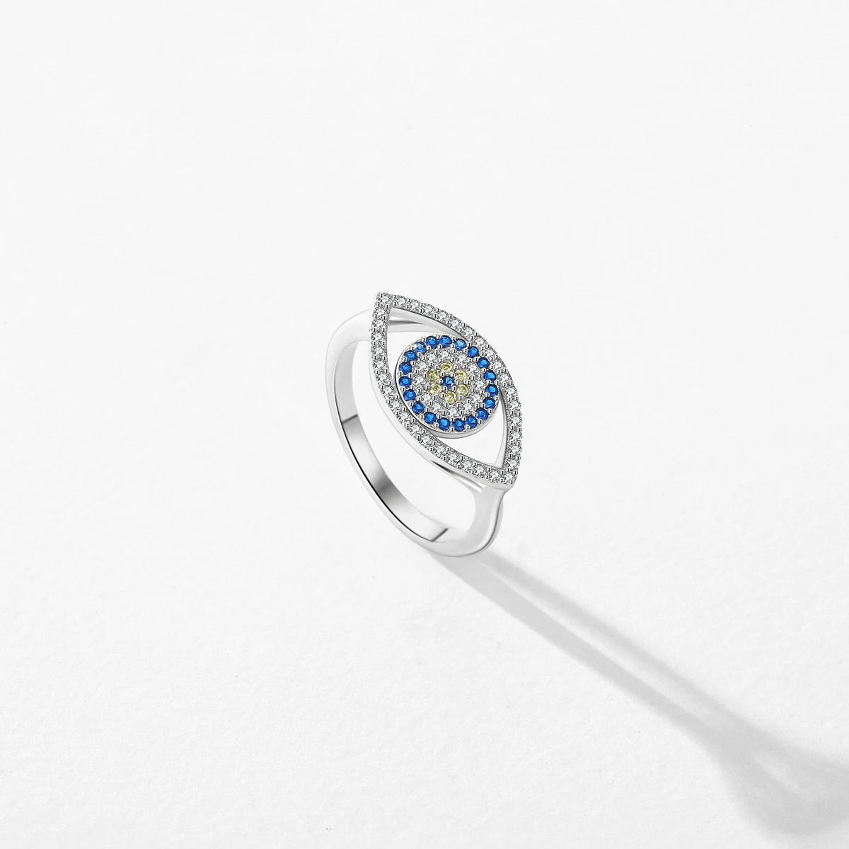 Sterling Silver Cute Blue Ghost Eyes Ring