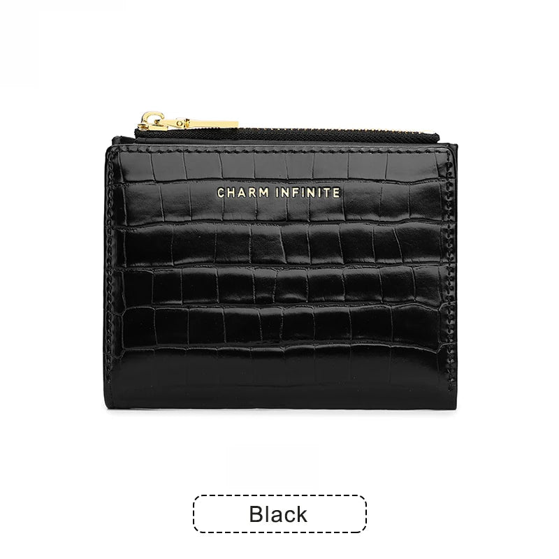 women's short wallet crocodile soft skin purse