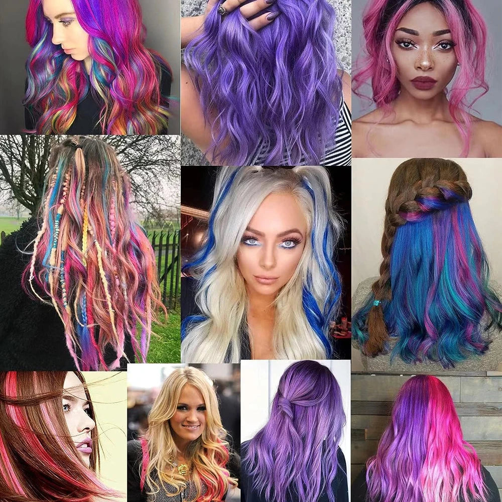 6pcs/pack Colored Party Highlights Clip in Hair Extensions
