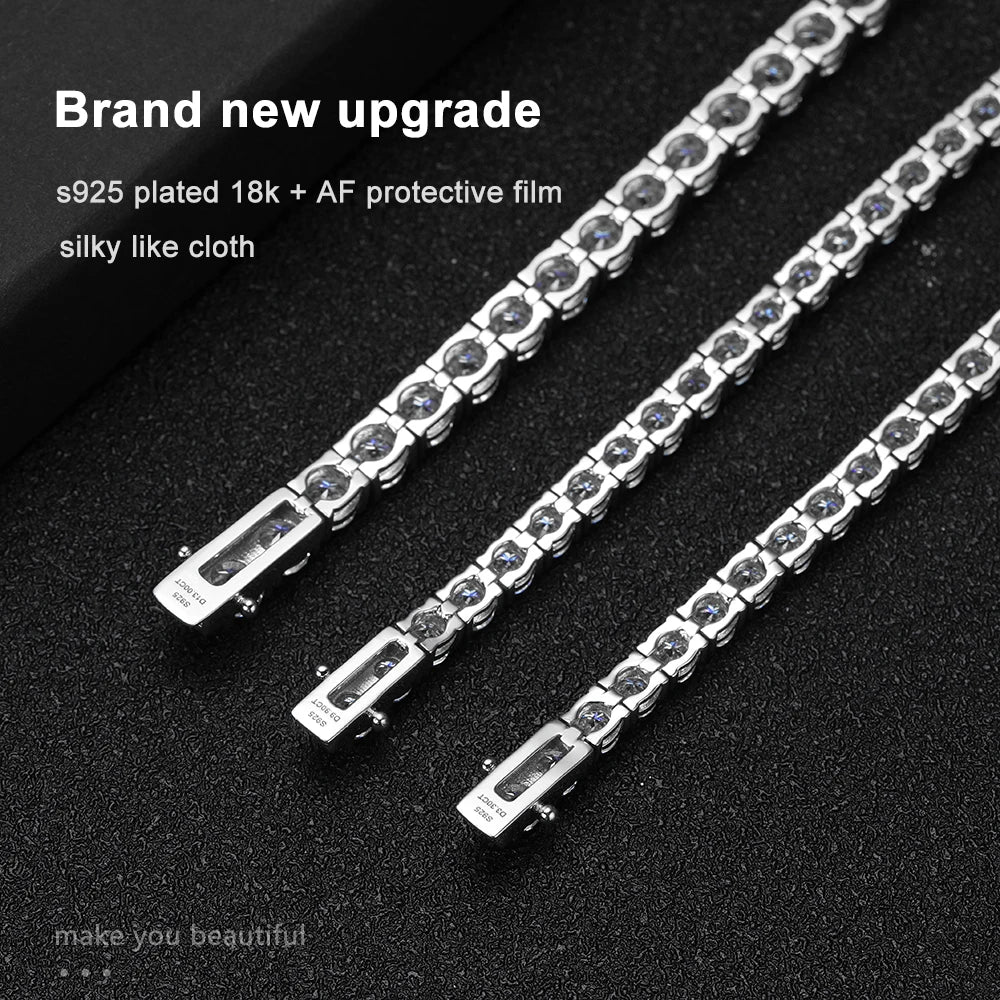 3mm 4mm Moissanite Tennis Bracelet Full Diamond