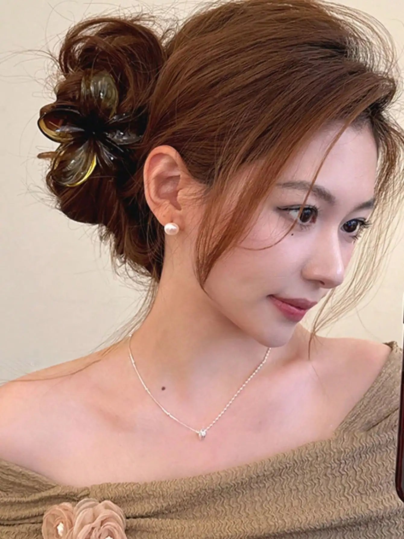 Brown Beige Lightweight Plastic Hair Clips