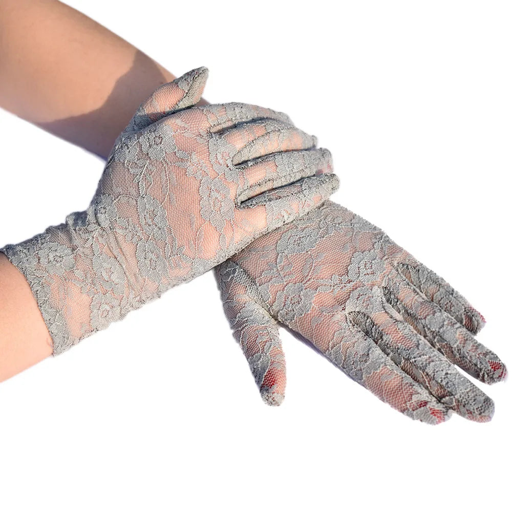 Women Vintage Sheer Short Lace Gloves