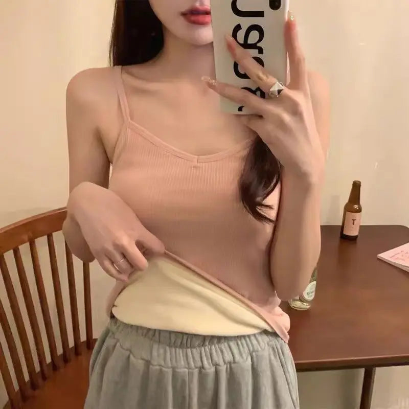 Sexy Elasticity Female Thin Velvet T-shirt Sleeveless Tops