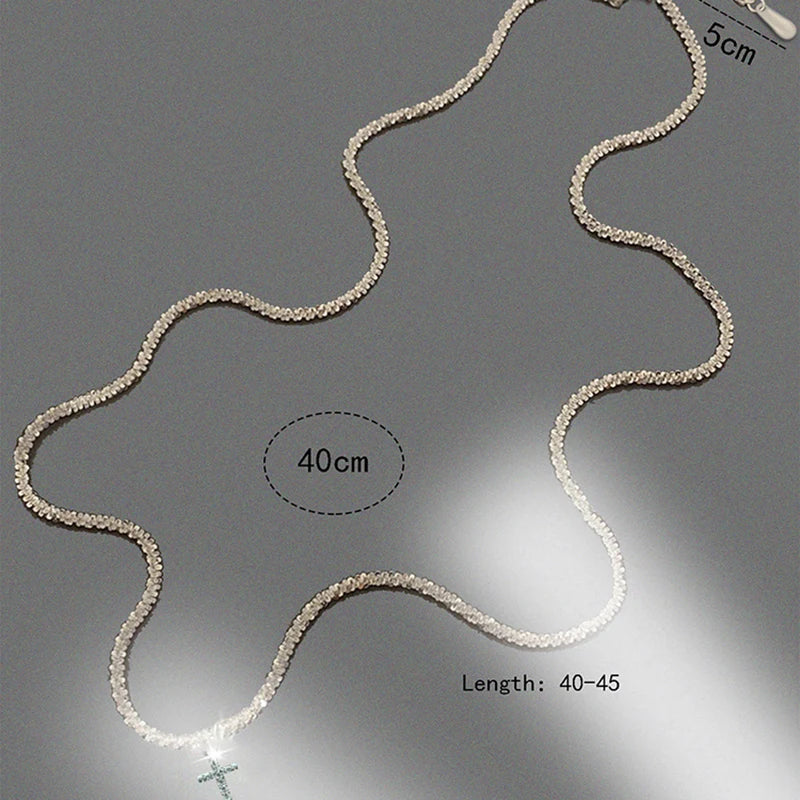 Popular 925 Sterling Silver Cross Zircon Necklace
