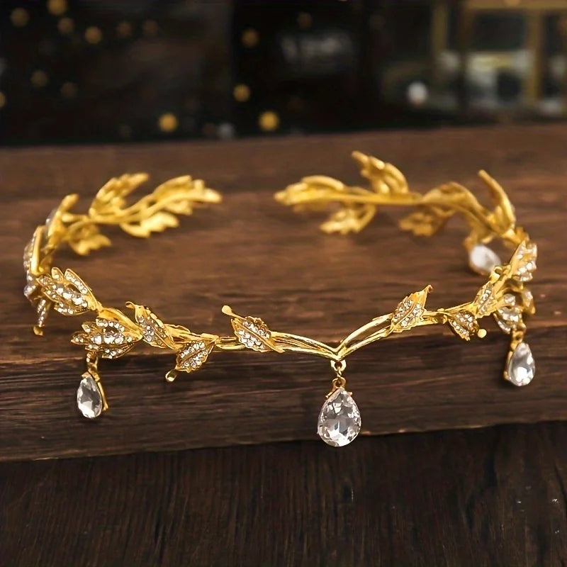 Vintage Fairy Crown Tiaras Crystal Leaves