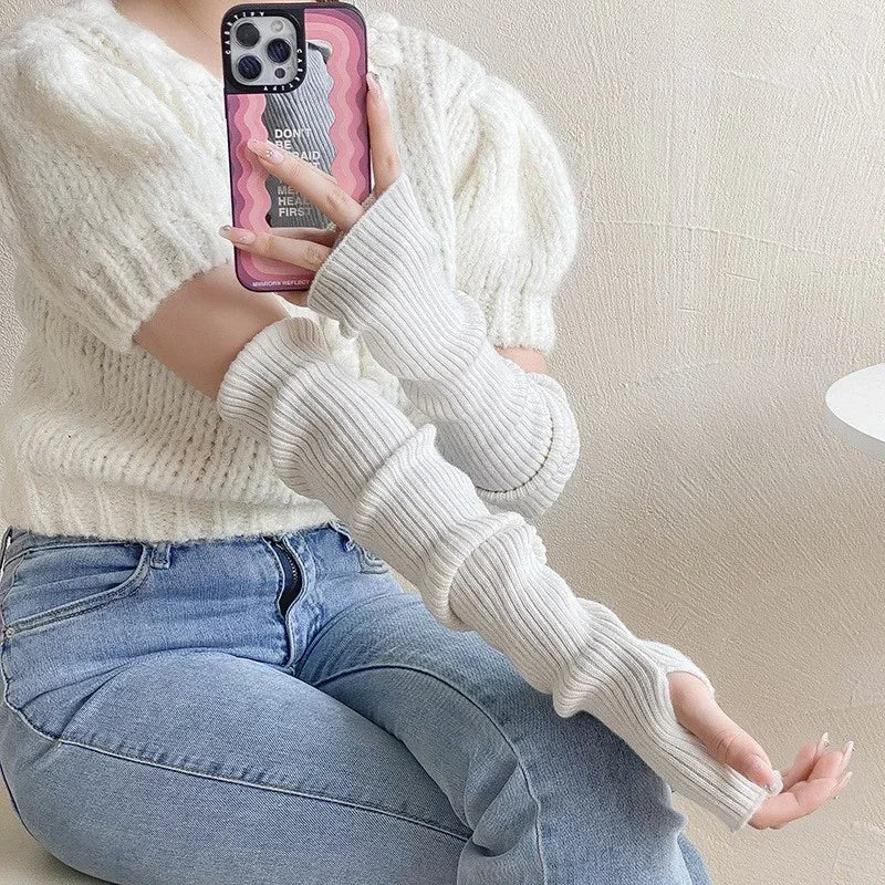 Knitted Arm Warmer Long Fingerless Gloves