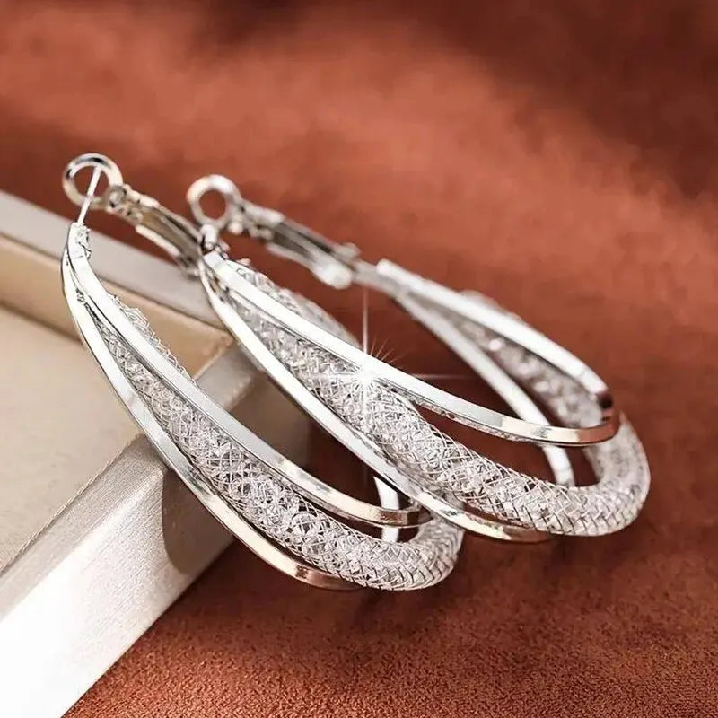 Gold Color Crystal Stone Hoop Earrings