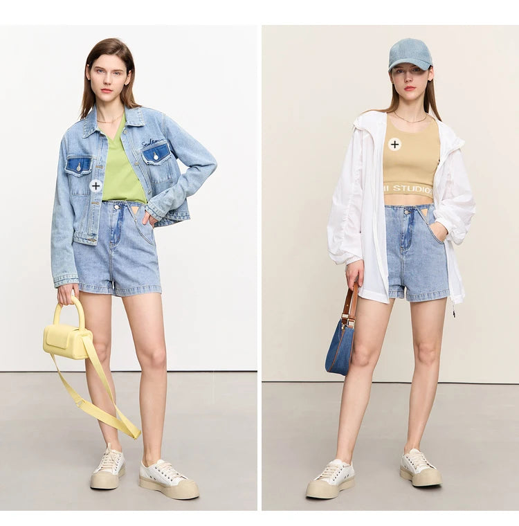 Minimalism Versatile Cotton Loose Women Jeans Shorts