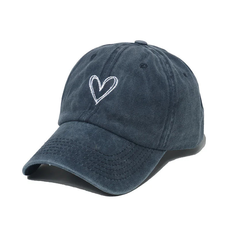 Love Heart Embroidery Cotton Baseball Cap