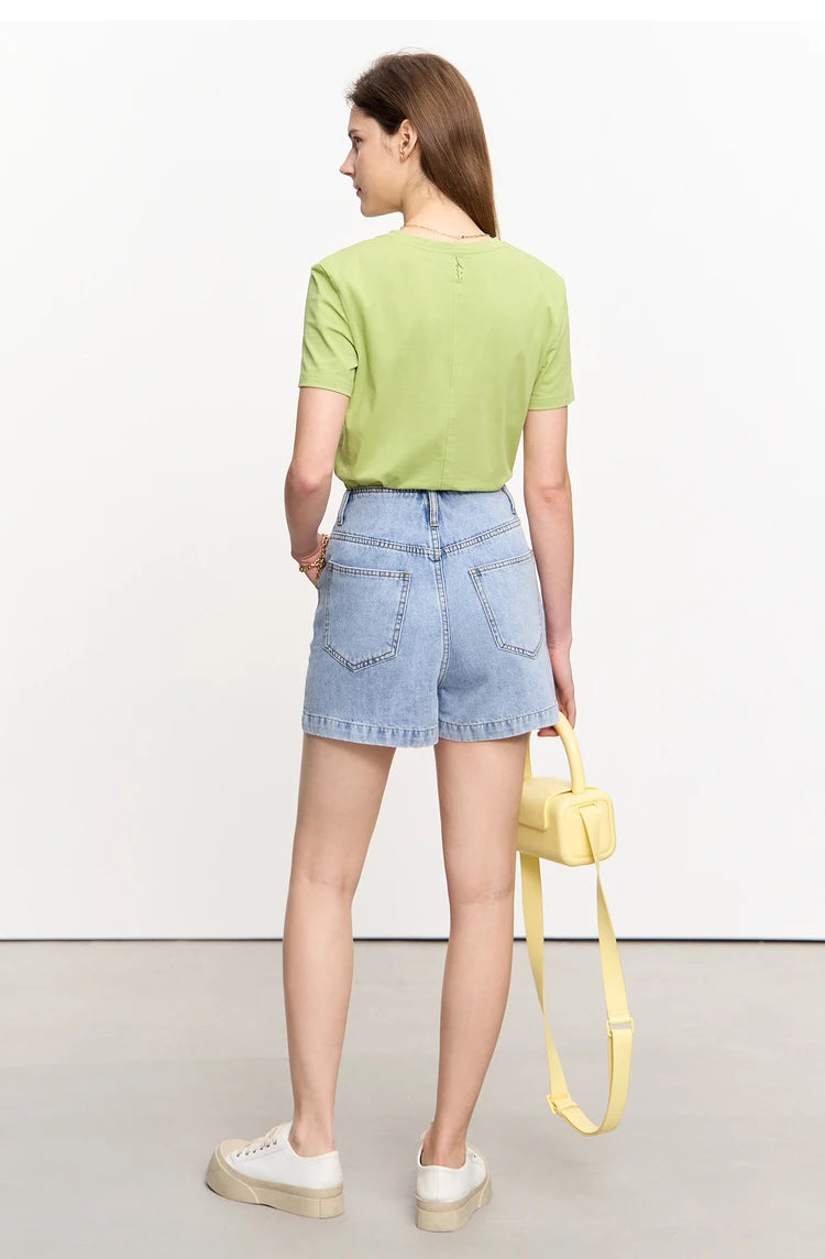 Minimalism Versatile Cotton Loose Women Jeans Shorts