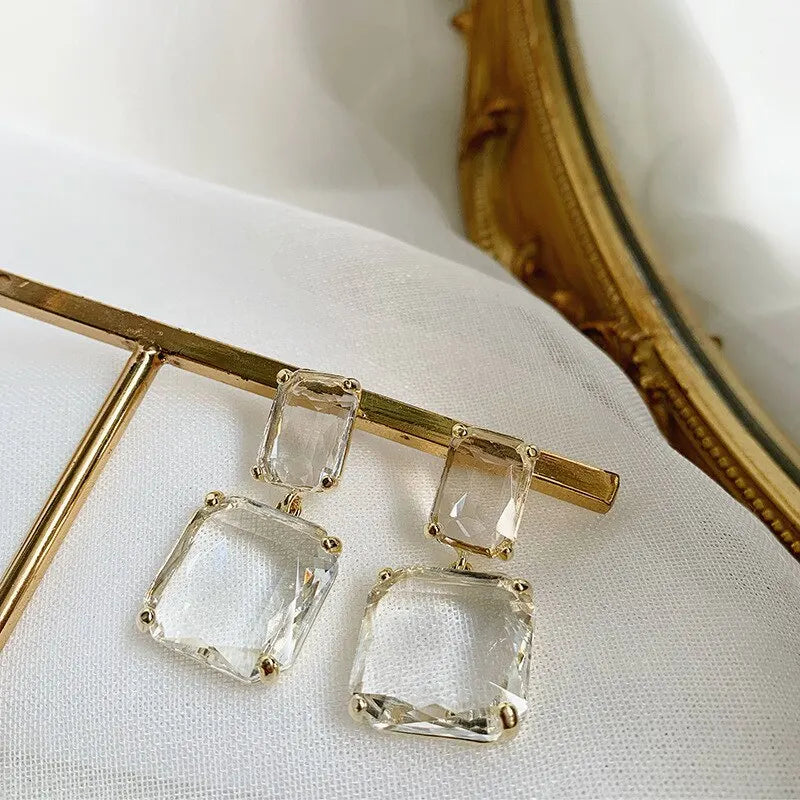 Transparent Glass Crystal Earrings
