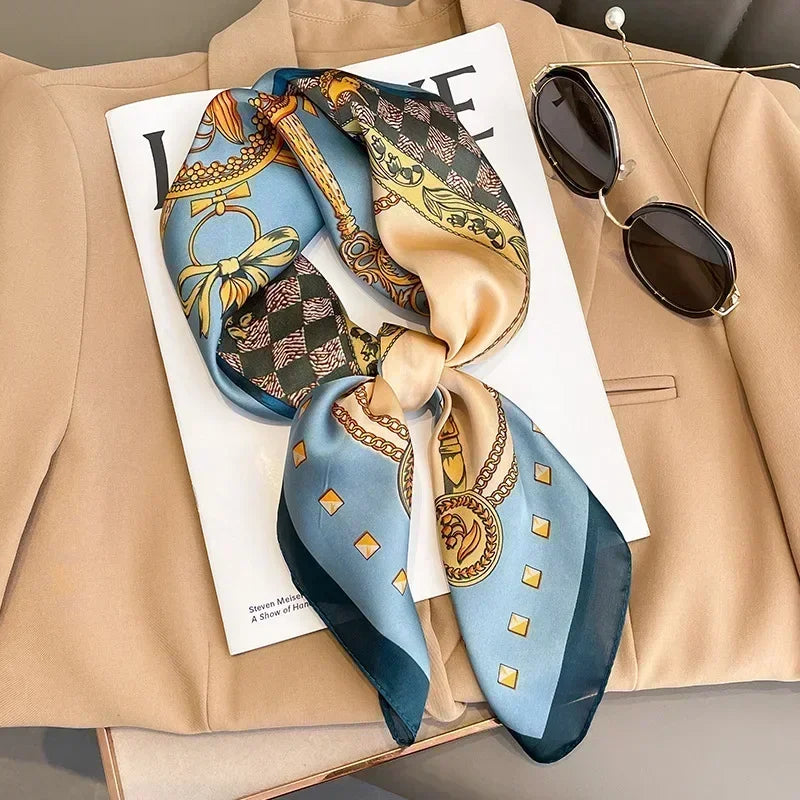 Luxury Design Print Silk Square Scarf
