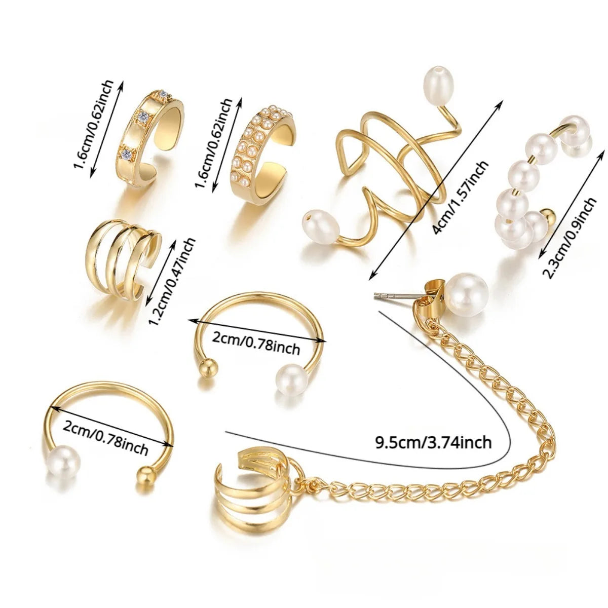 8pc Ear Clip Imitation Pearl Set