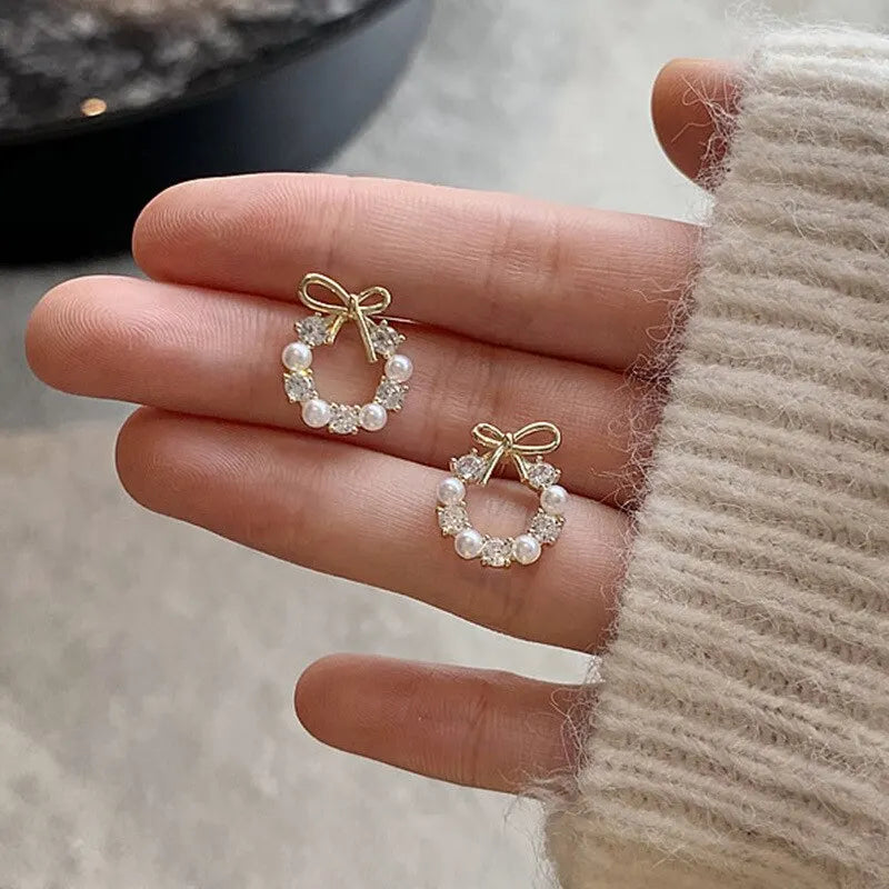 Minimalist Round Bow Knot Earrings