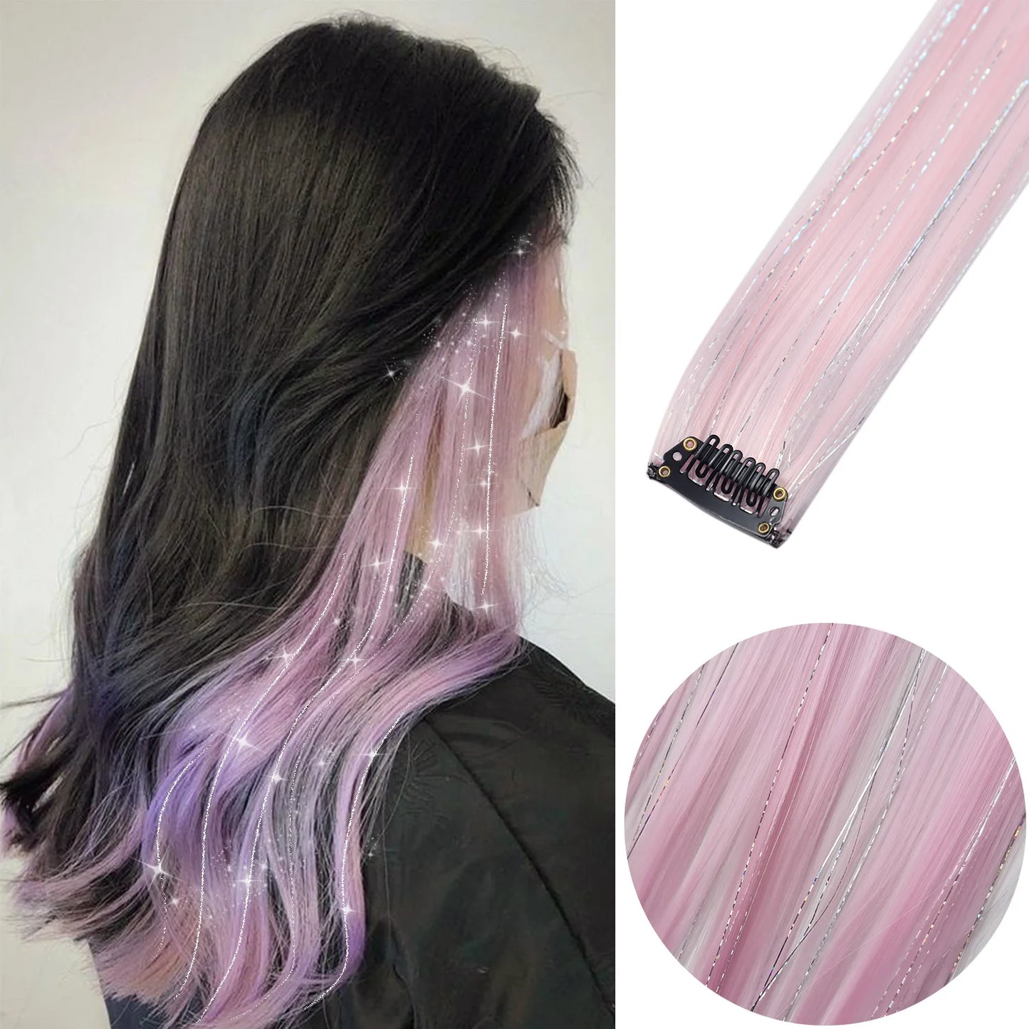 6pcs/pack Colored Party Highlights Clip in Hair Extensions