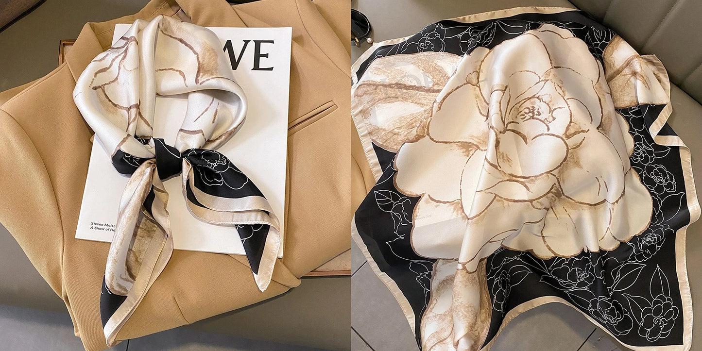 Floral Print Silk Square Scarf