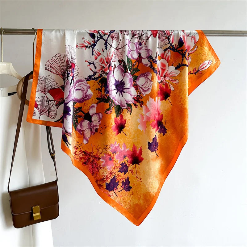 90*90Cm Square Scarf Twill Silk Bandana Pashmina