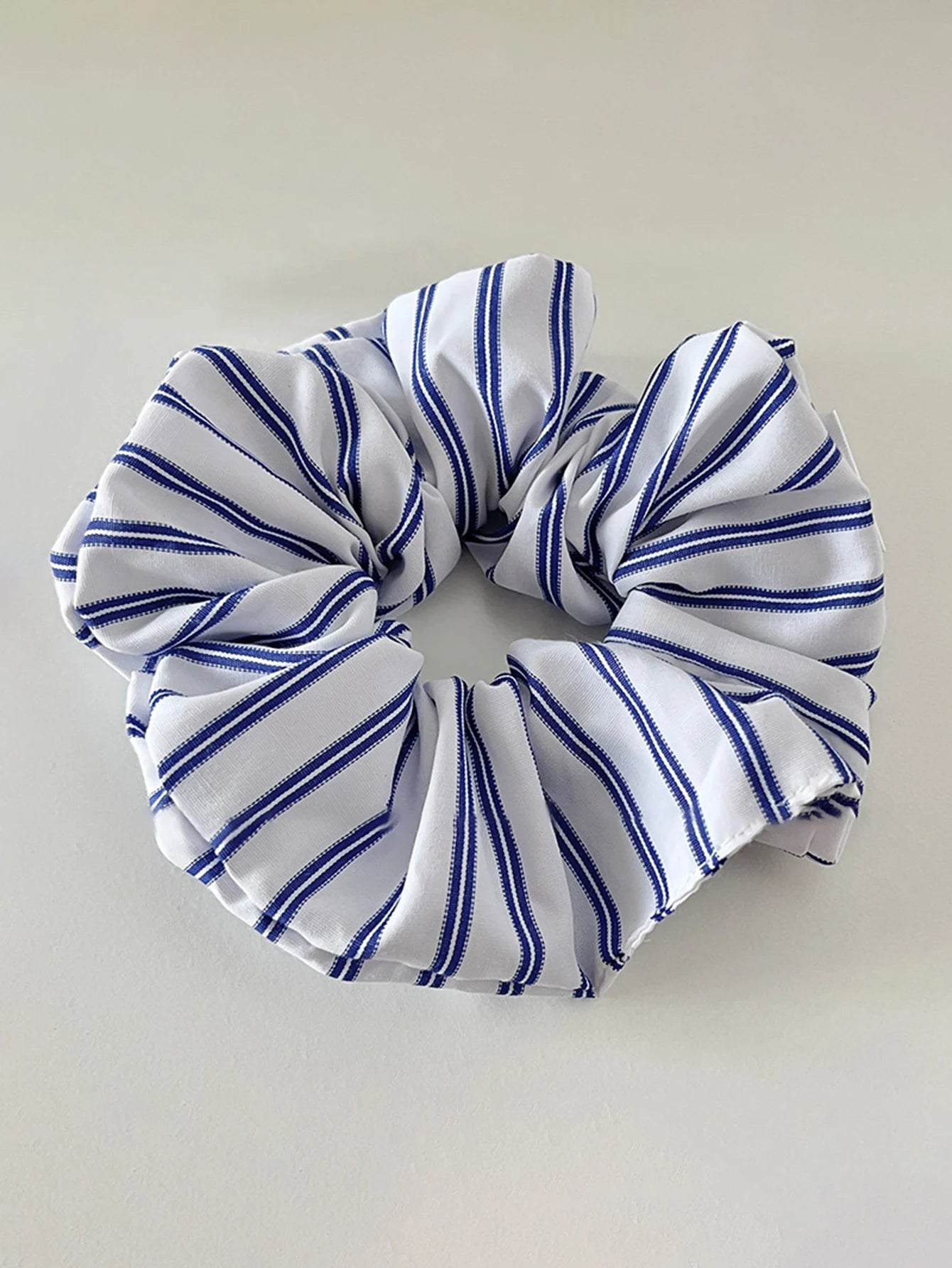 New Scrunchies Striped Blue Color Large Size Hair Ties
