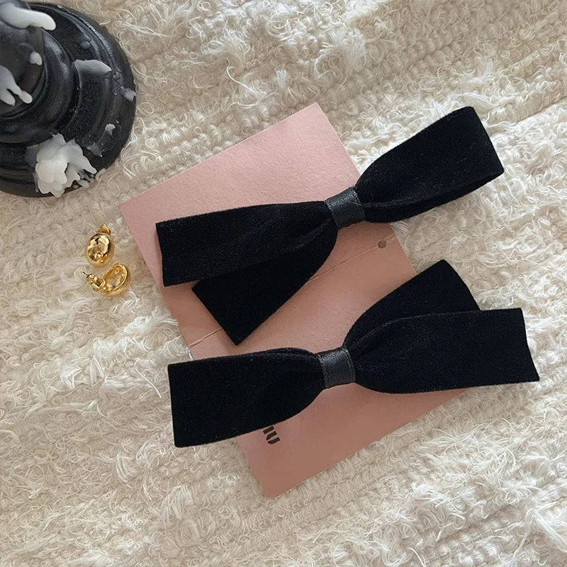2pcs/Set Bow Hair Clips Velvet Bow