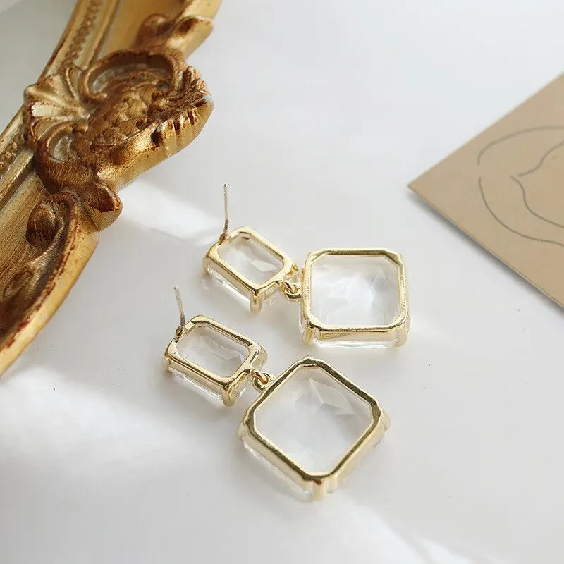 Transparent Glass Crystal Earrings